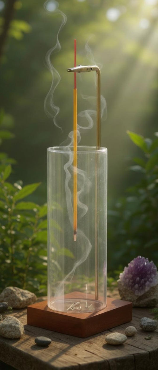 Glass and Wood Incense Holder
