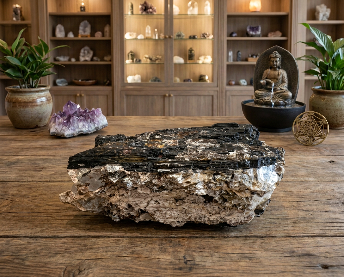 Black Tourmaline with Muscovite & Pyrite Clusters