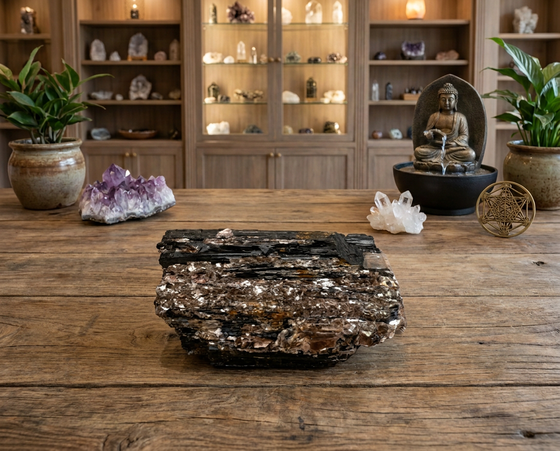 Black Tourmaline with Muscovite & Pyrite Clusters
