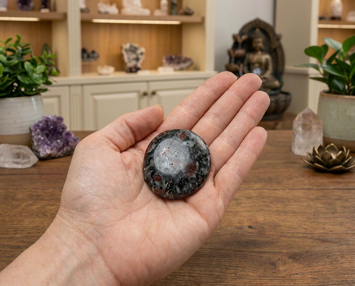 Garnet & Tourmaline Palm Stone (STN100)