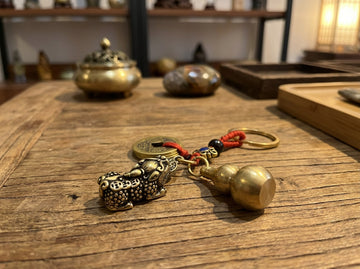 Solid Brass Pixiu Gourd Praying Key Chain