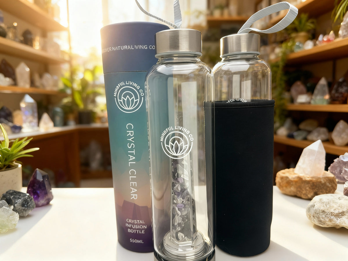 Crystal Infused Glass Water Bottle