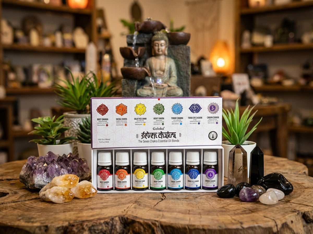 Set de regalo de aceites esenciales Goloka Chakra - 10ml.