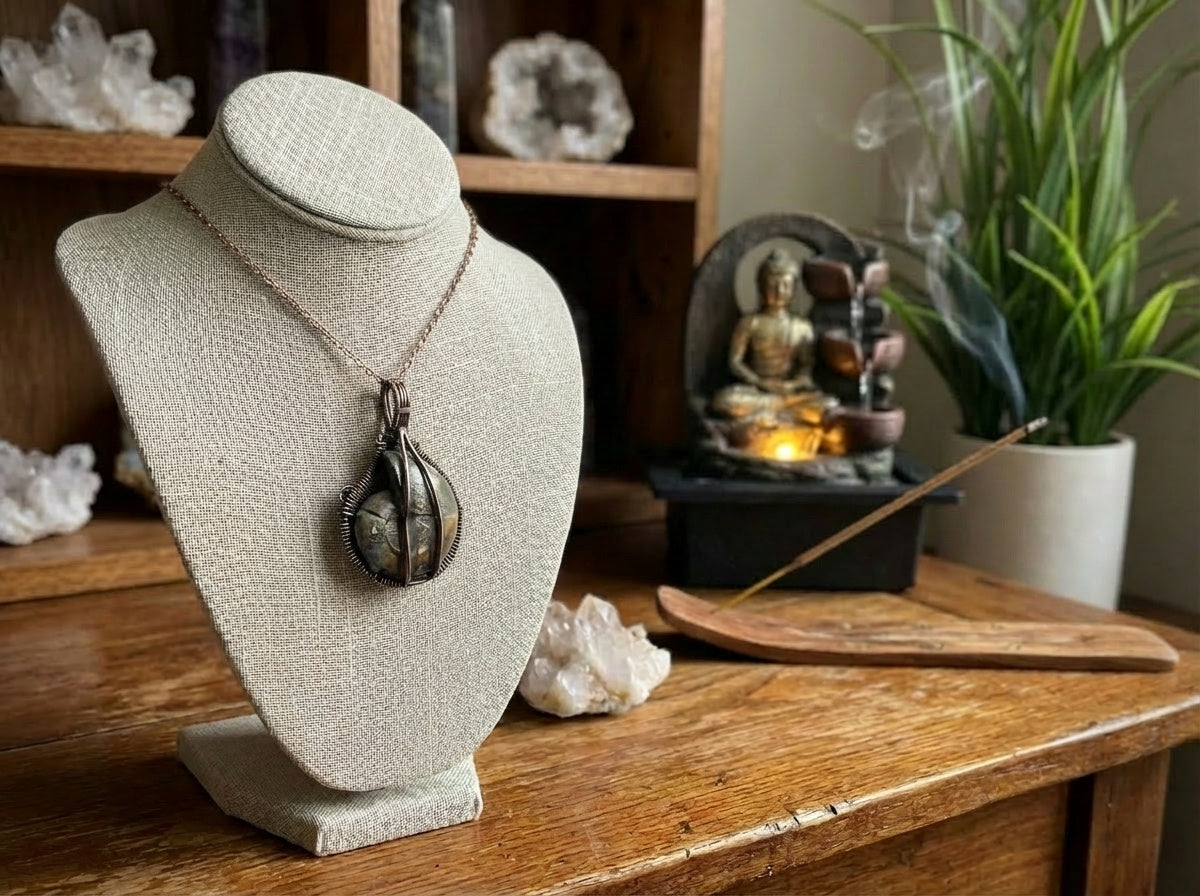Ammonite Fossil Copper Pendant