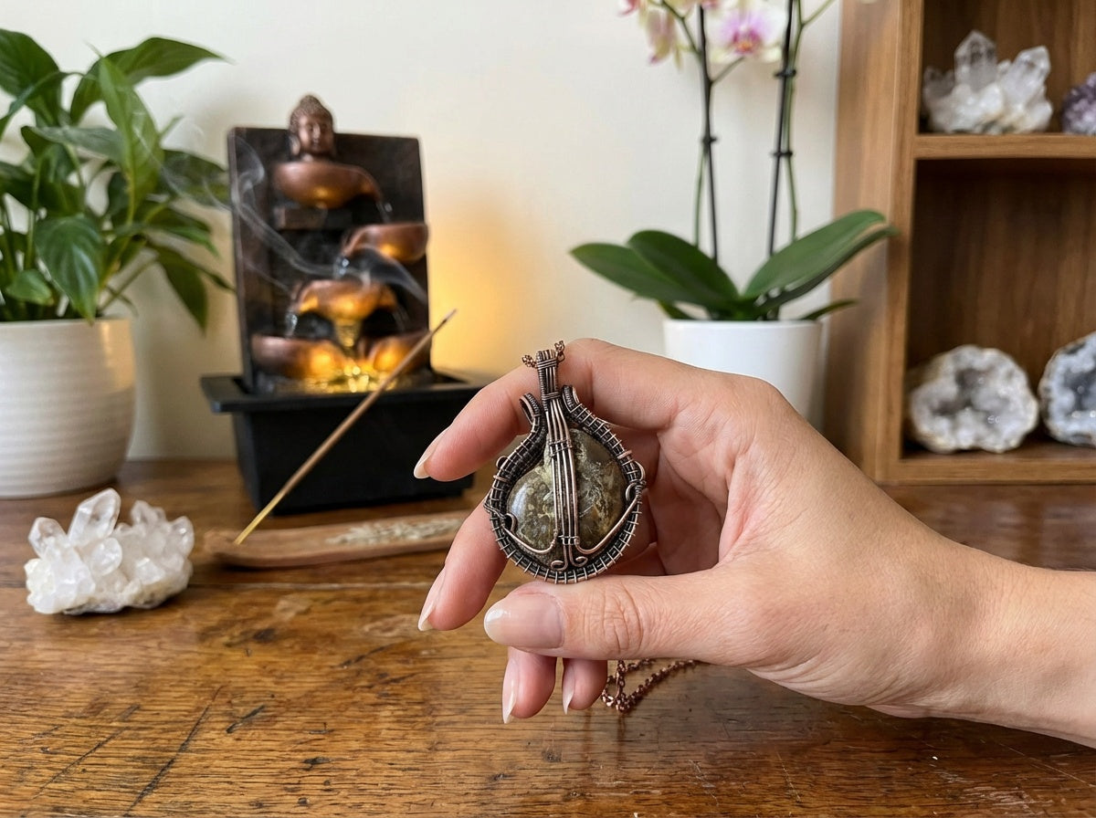Ammonite Fossil Copper Pendant