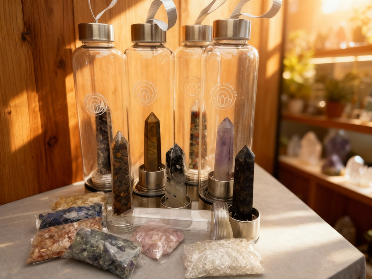 Crystal Infused Glass Water Bottle