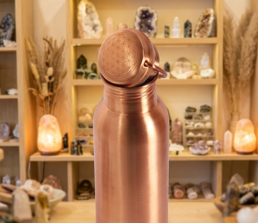 Botella de agua de cobre con forma de chakra