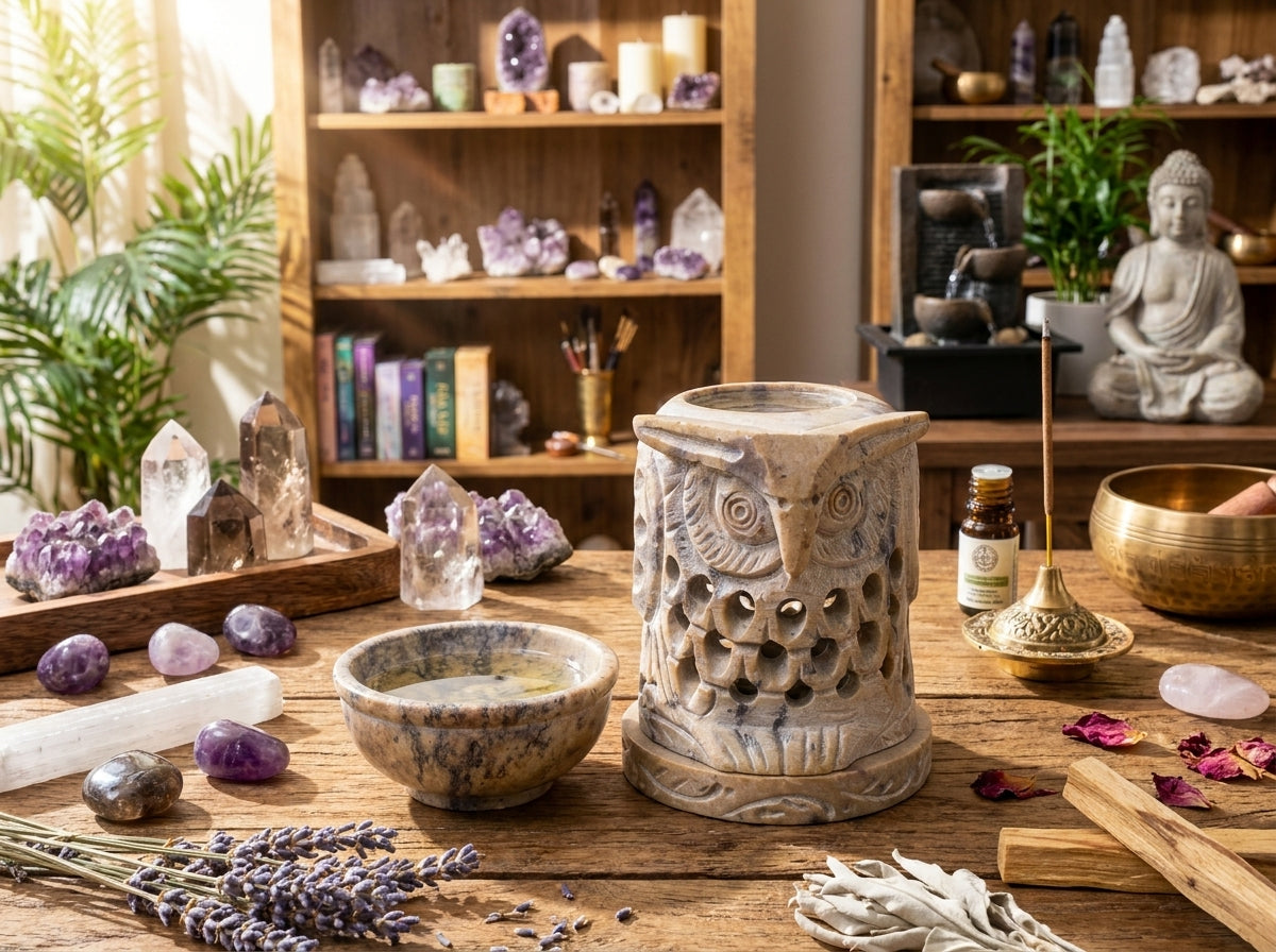 Owl Soapstone Aroma Lamp