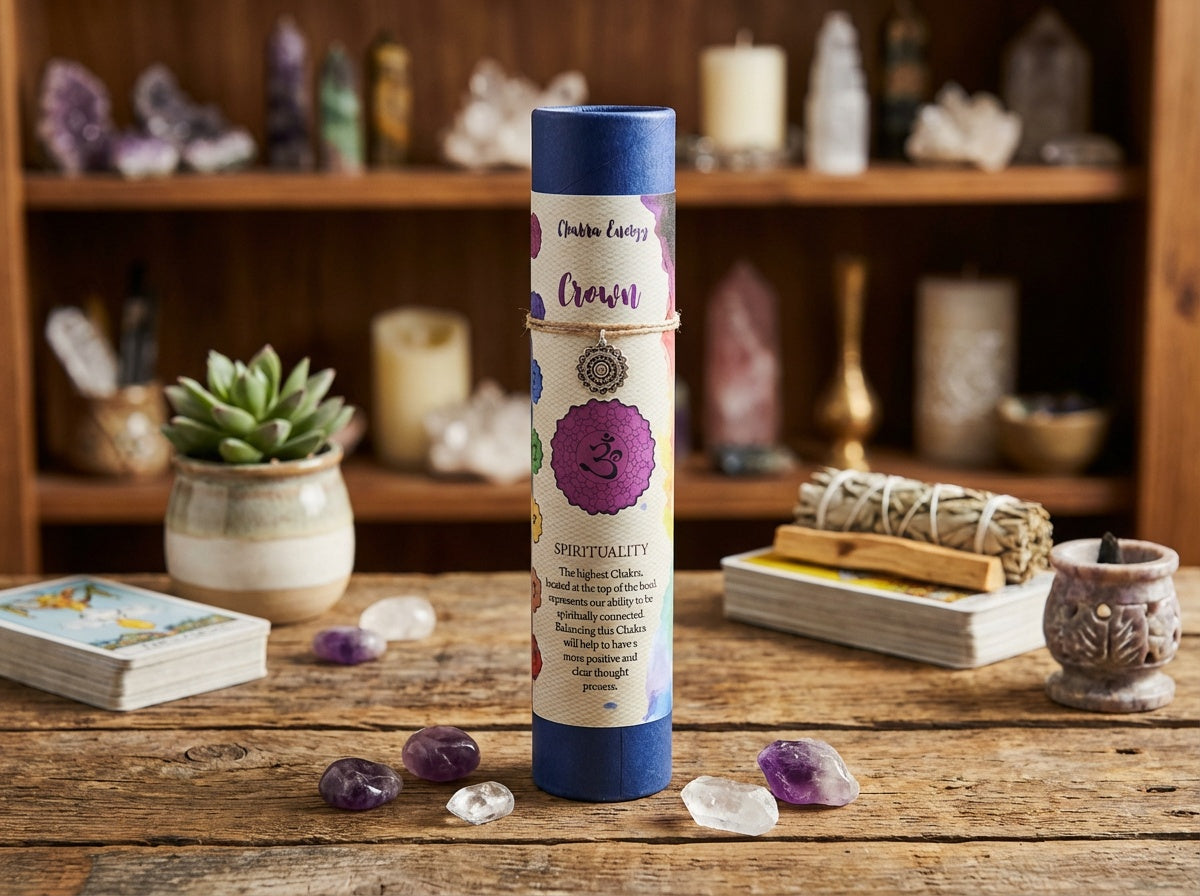 Velas de energía de chakras con colgante de peltre
