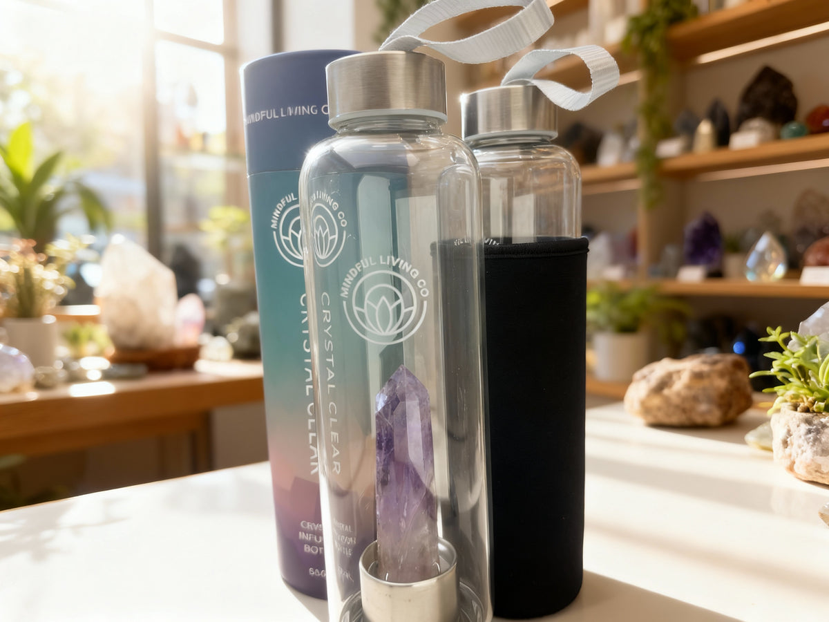 Crystal Infused Glass Water Bottle