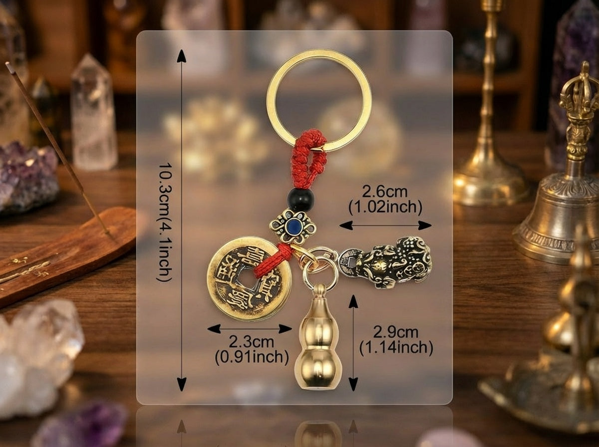 Solid Brass Pixiu Gourd Praying Key Chain