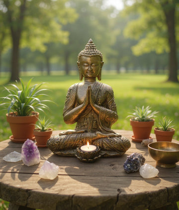 Candelabro grande con forma de Buda