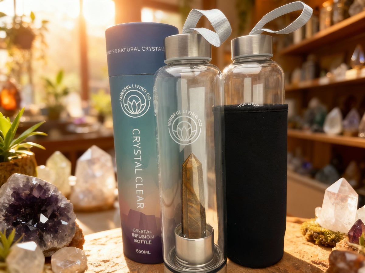Crystal Infused Glass Water Bottle