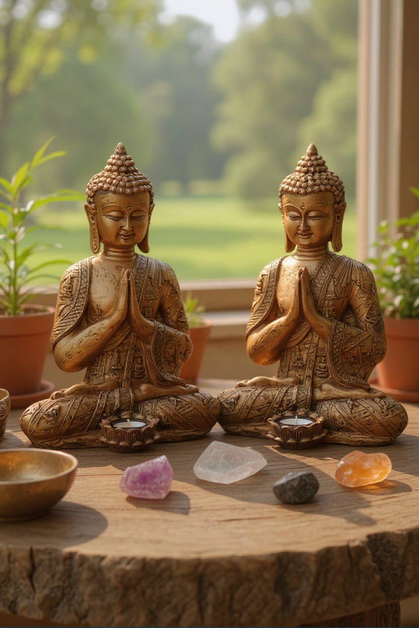 Candelabro grande con forma de Buda