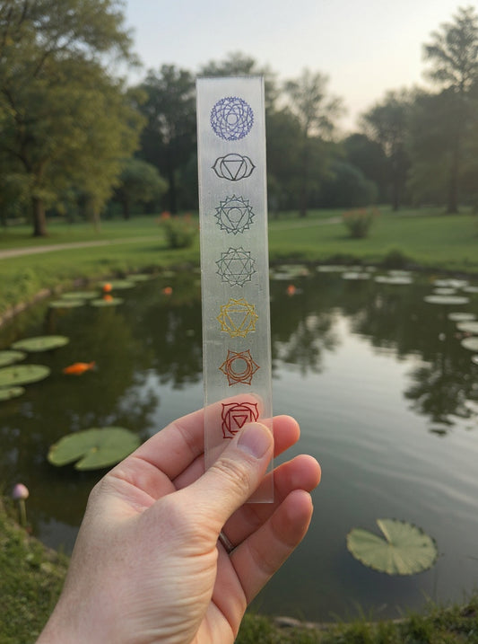Selenite 7 Chakra Wand