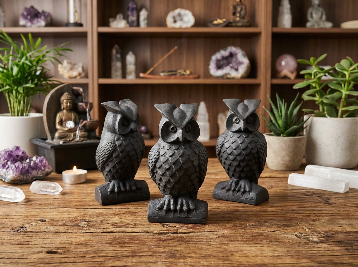 Shungite Owl Carving Figurine