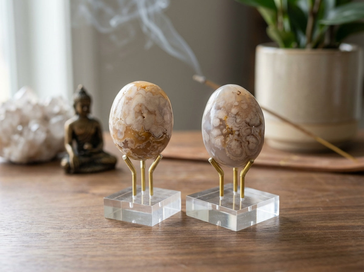 Piedra de ágata con forma de flor pulida - Grado A