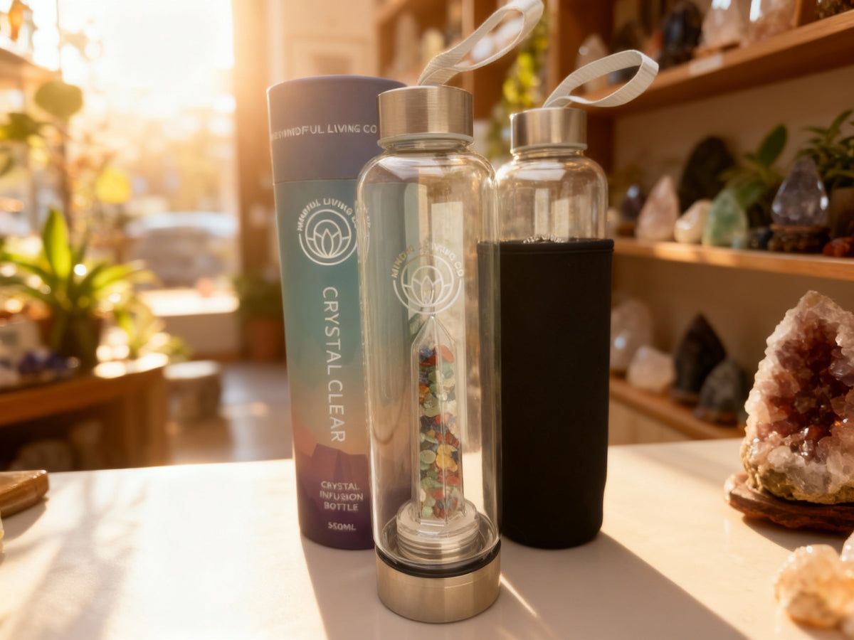 Crystal Infused Glass Water Bottle