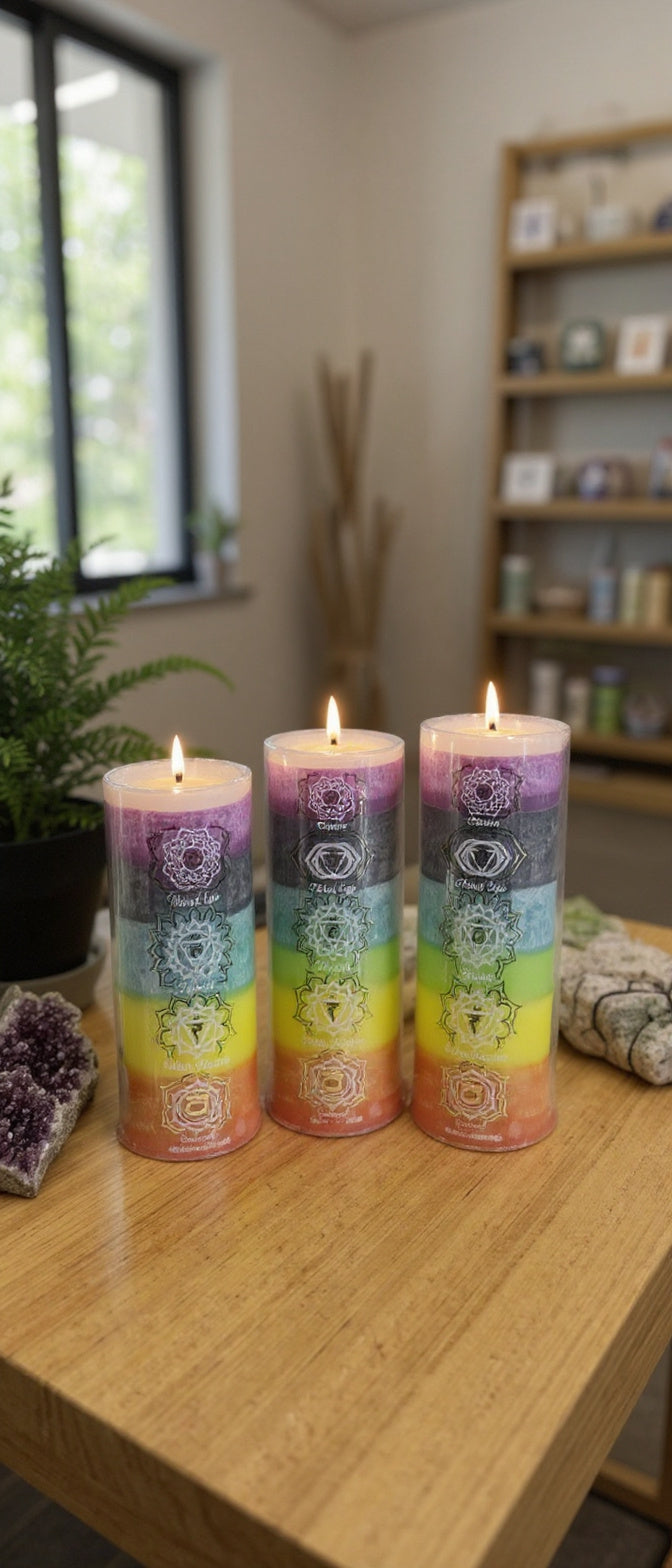 7 Day Chakra Glass Prayer Candle