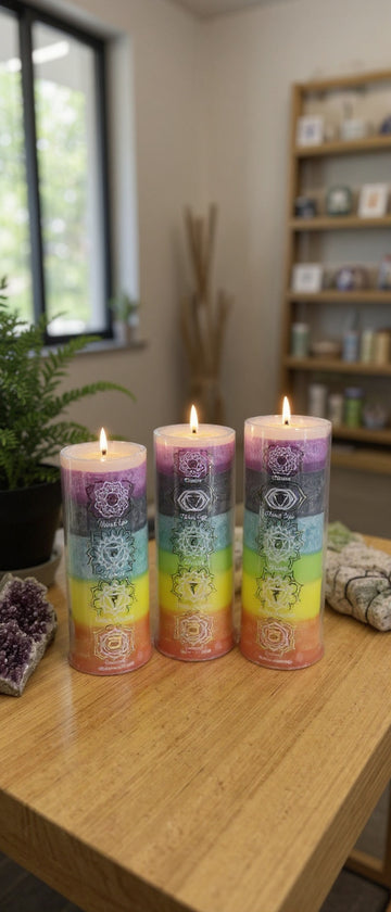 7 Day Chakra Glass Prayer Candle