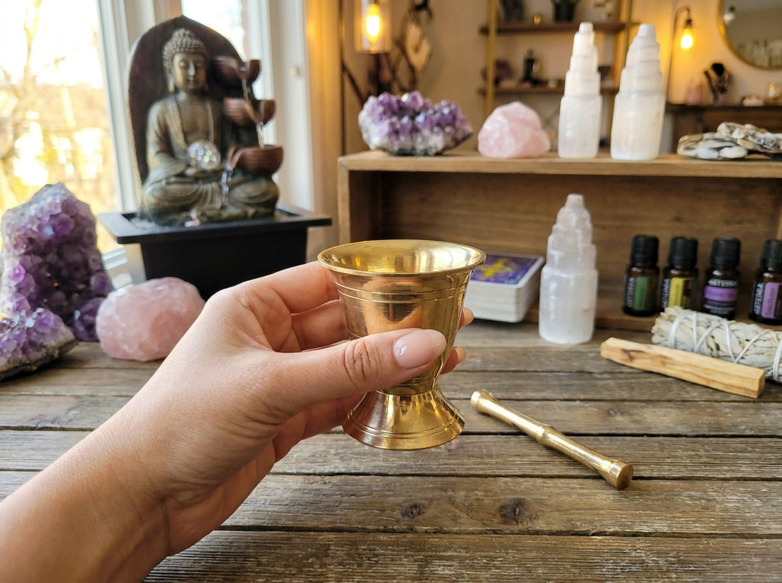 Brass Mortar and Pestle Set