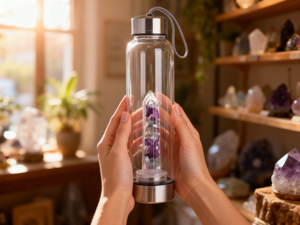 Crystal Infused Glass Water Bottle