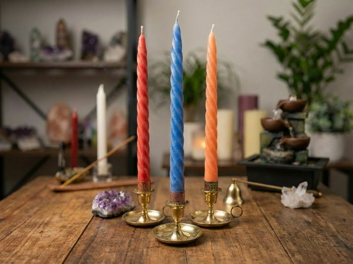 Vela espiral roja Auroshikha de 5 piezas - 10" de largo