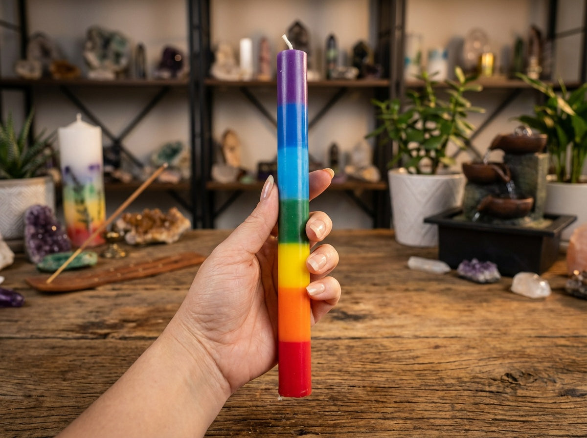 Velas de pilar finas para equilibrar los chakras