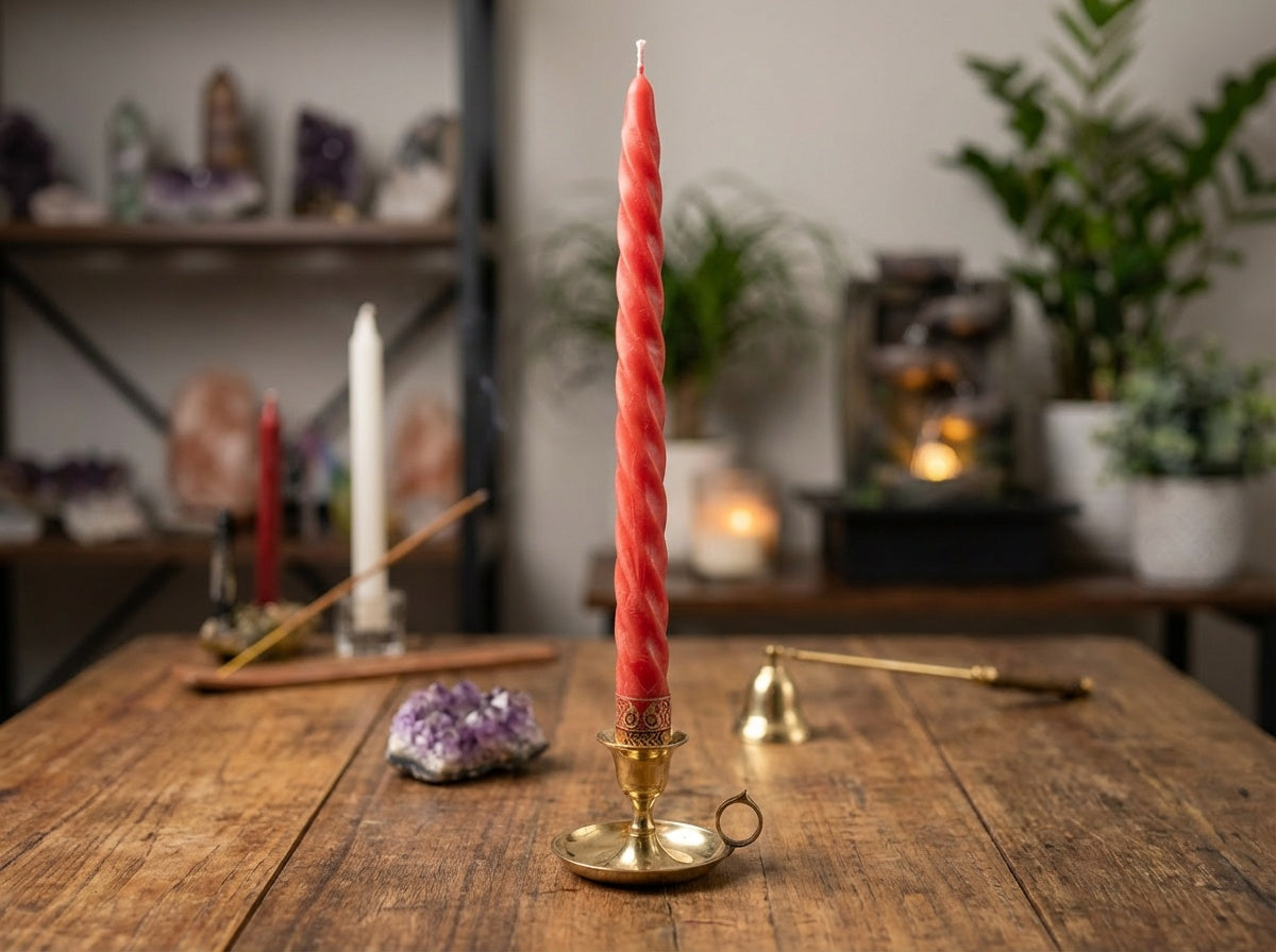 Vela espiral roja Auroshikha de 5 piezas - 10" de largo