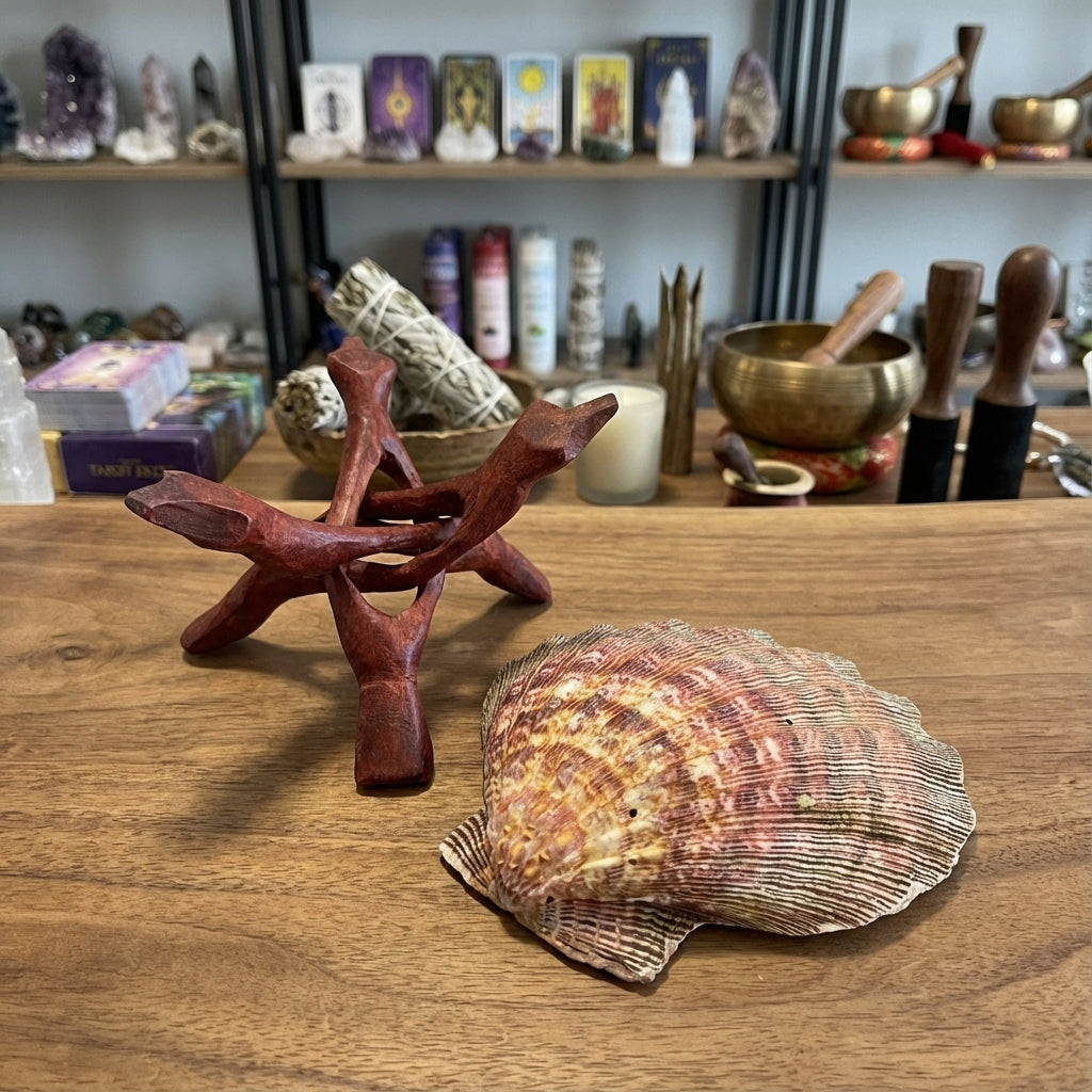 Lion Paw Ritual Shell & Cobra Stand Set