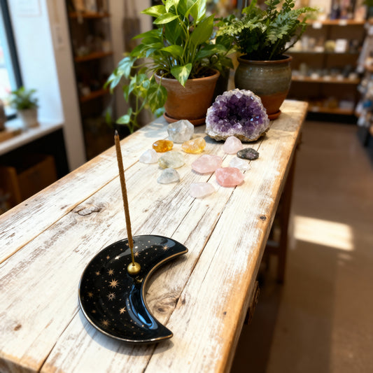 Ceramic Moon and Stars Incense Burner