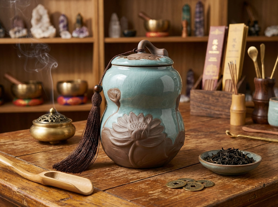 Ceramic Gourd Shaped Tea Caddy
