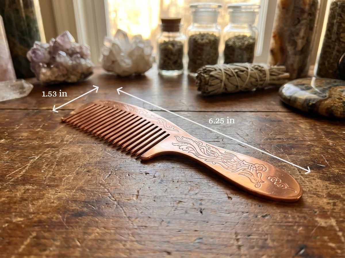 Engraved Pure Copper Hair Comb