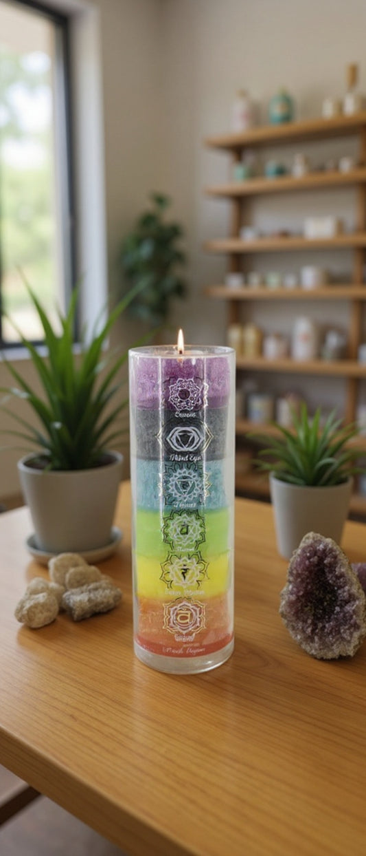 7 Day Chakra Glass Prayer Candle