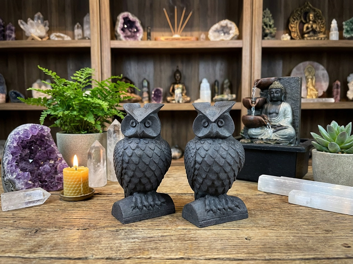 Shungite Owl Carving Figurine