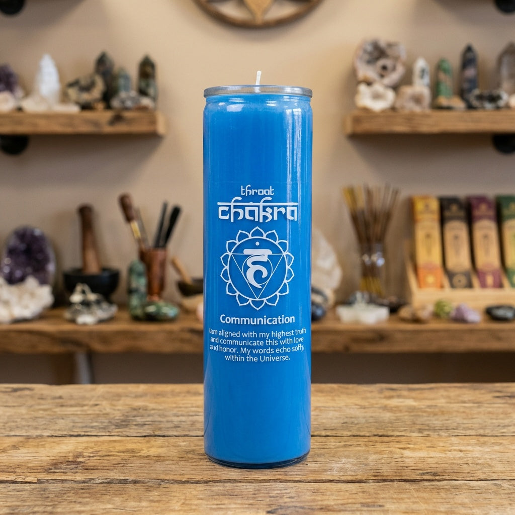 Vela de pilar en frasco de vidrio para chakras - Cera de palma