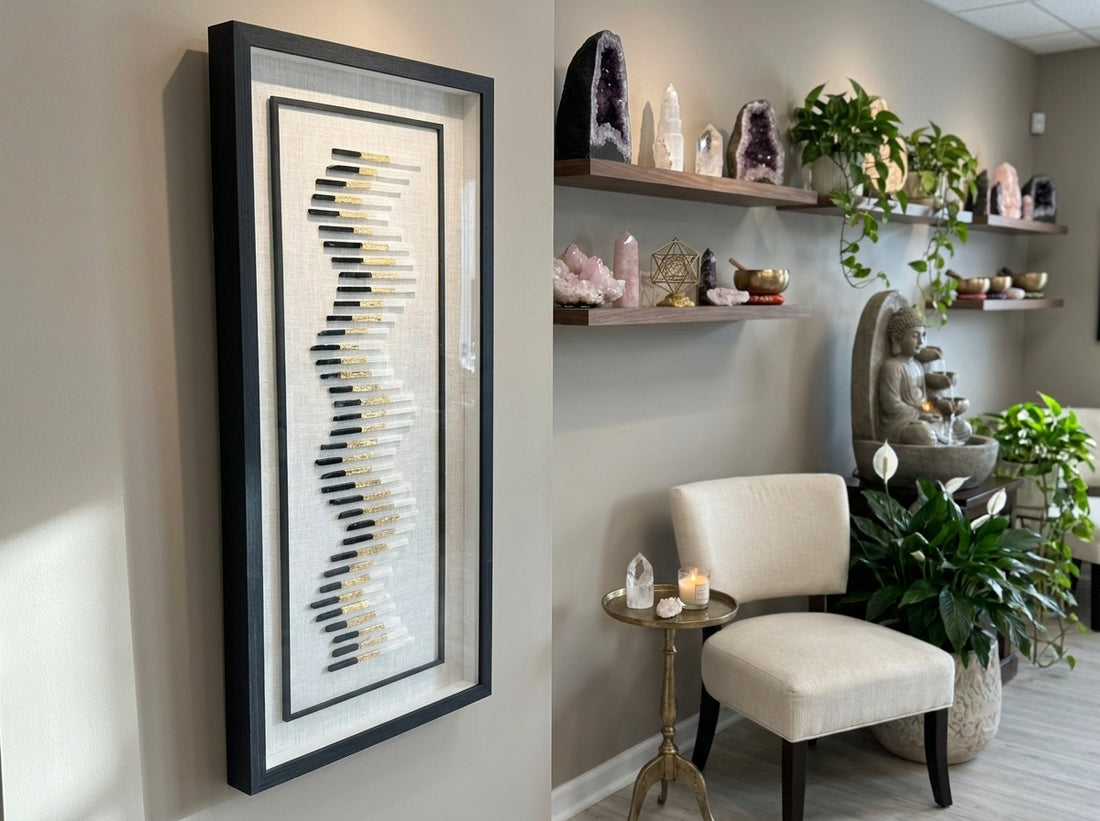 Black Obsidian & Selenite Piano-Inspired Art