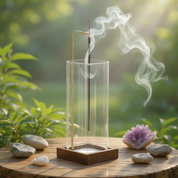 Glass and Wood Incense Holder