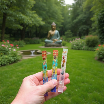 Selenite Wand with Chakra Stones