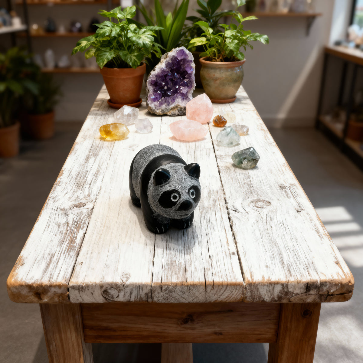 Obsidian Panda Carving