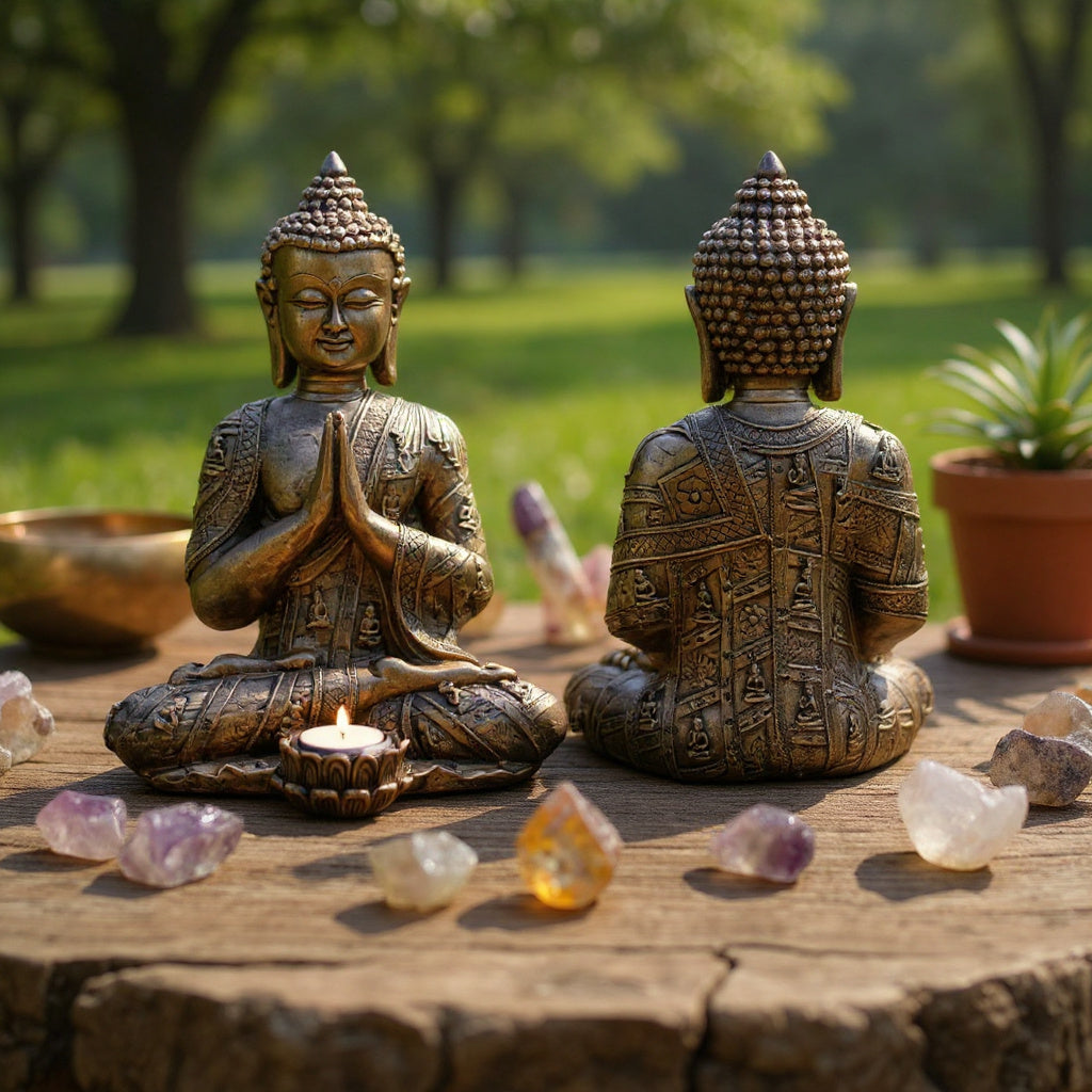 Candelabro grande con forma de Buda