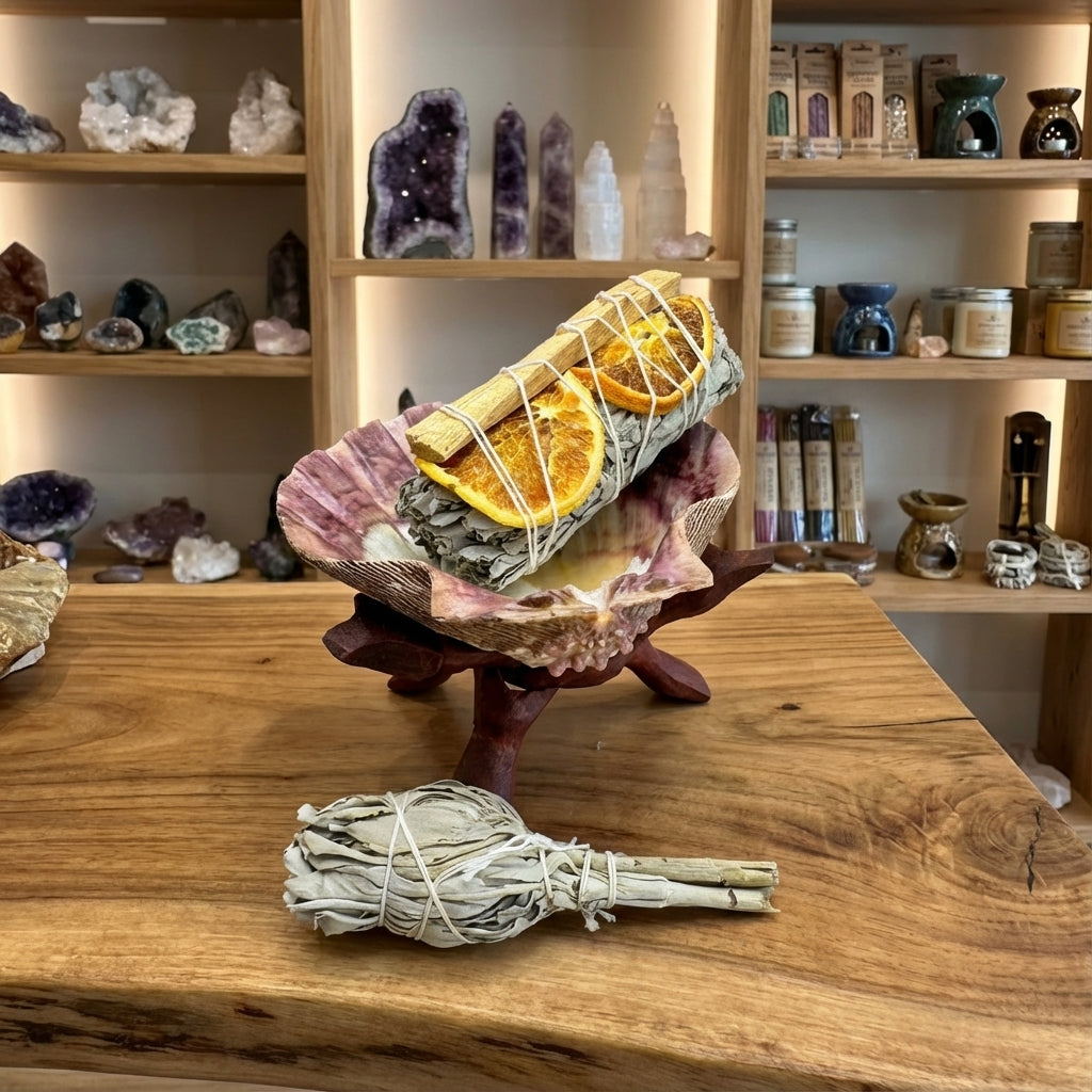 Lion Paw Ritual Shell & Cobra Stand Set