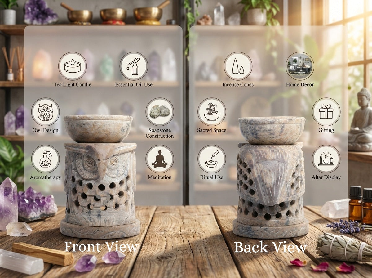 Owl Soapstone Aroma Lamp