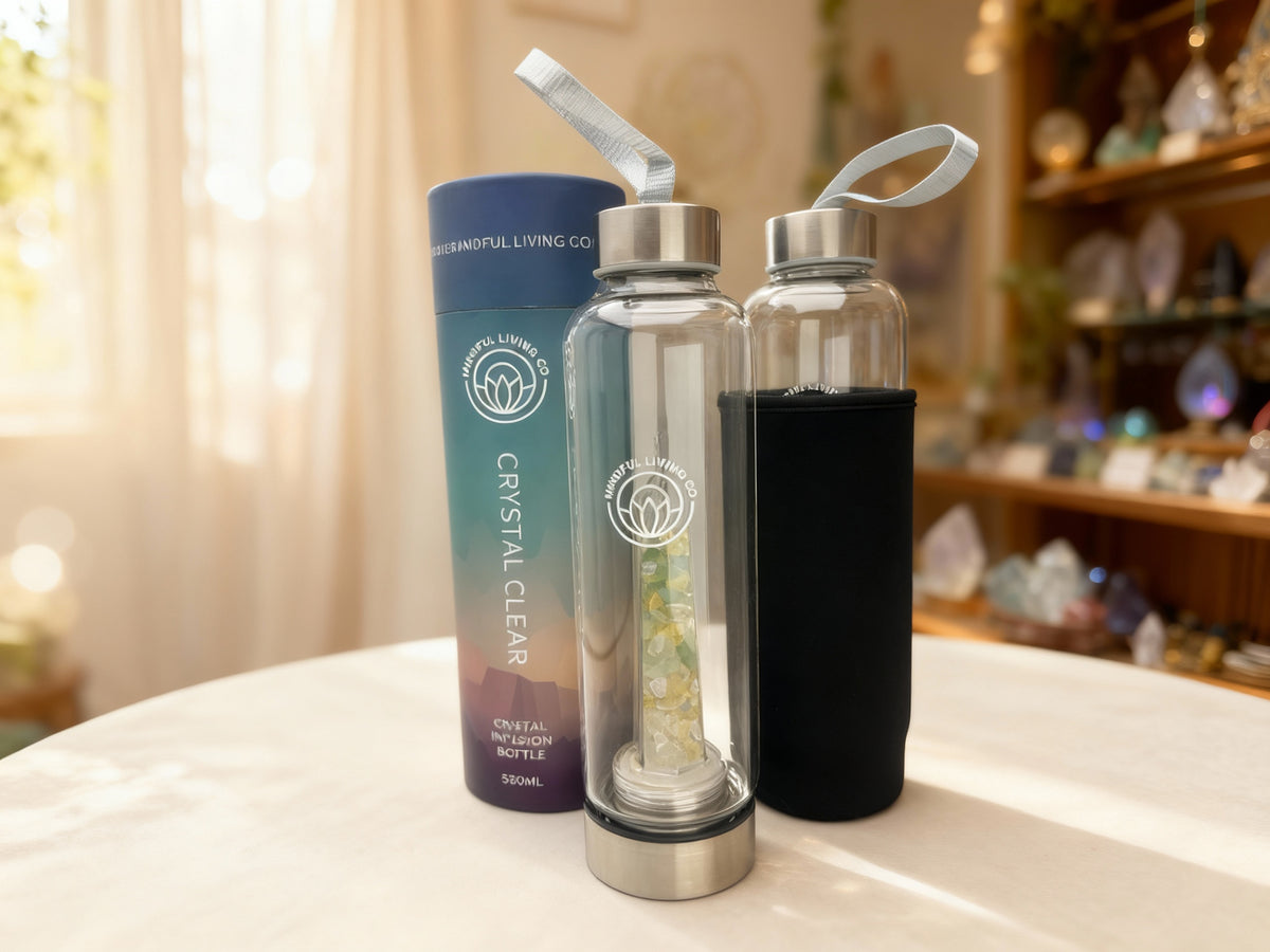 Crystal Infused Glass Water Bottle
