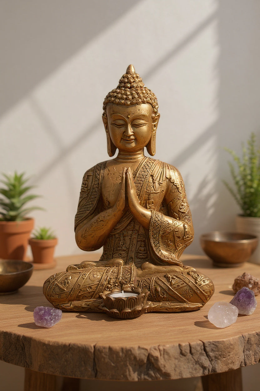 Candelabro grande con forma de Buda