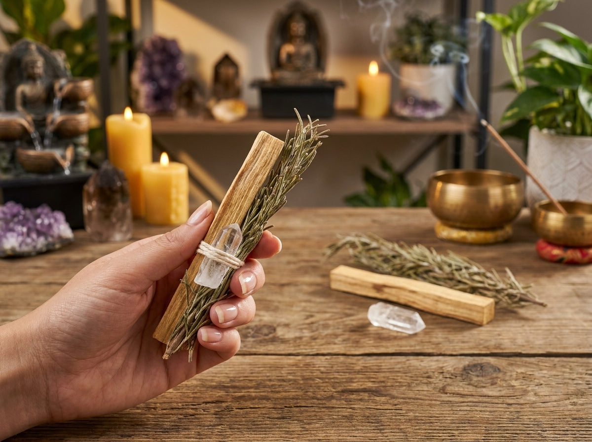 Palo Santo Stick with Rosemary & Crystal
