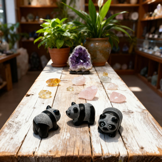 Obsidian Panda Carving