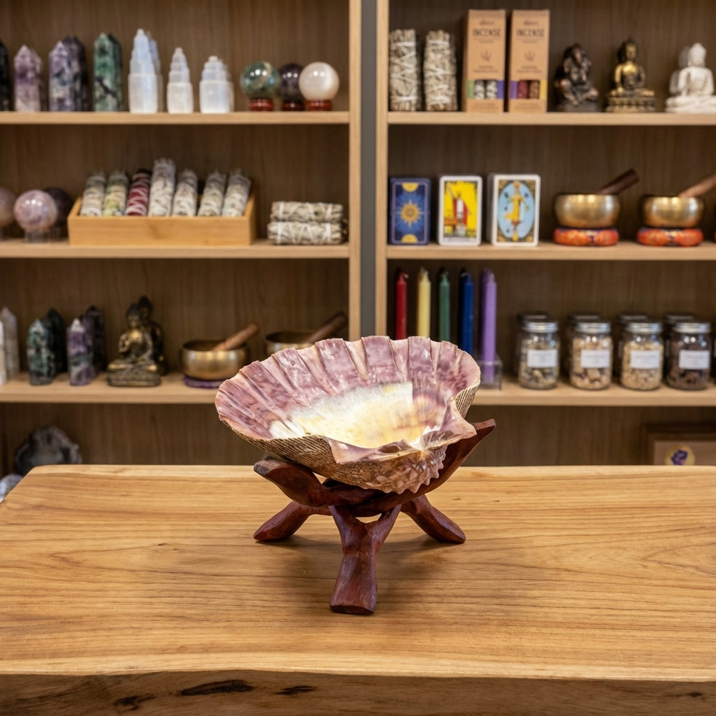 Lion Paw Ritual Shell & Cobra Stand Set