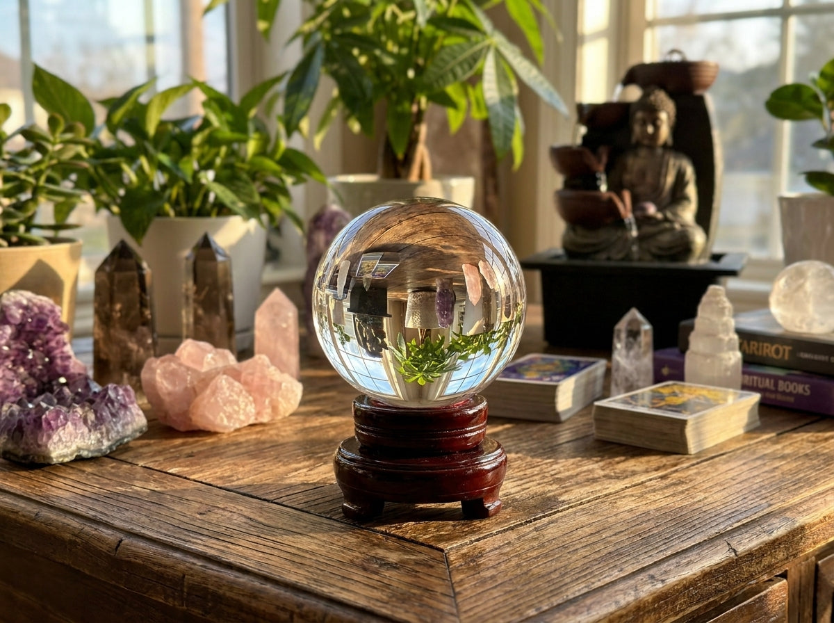Bola de cristal de 6 cm con soporte
