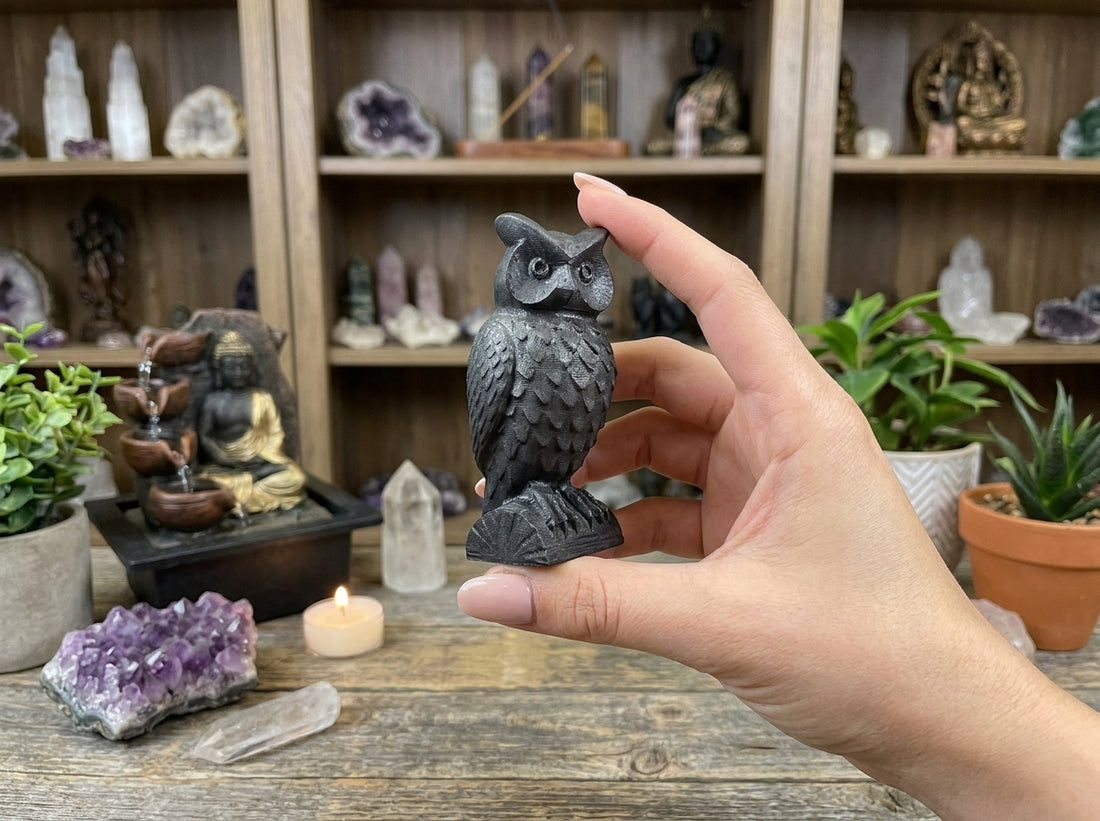 Shungite Owl Carving Figurine